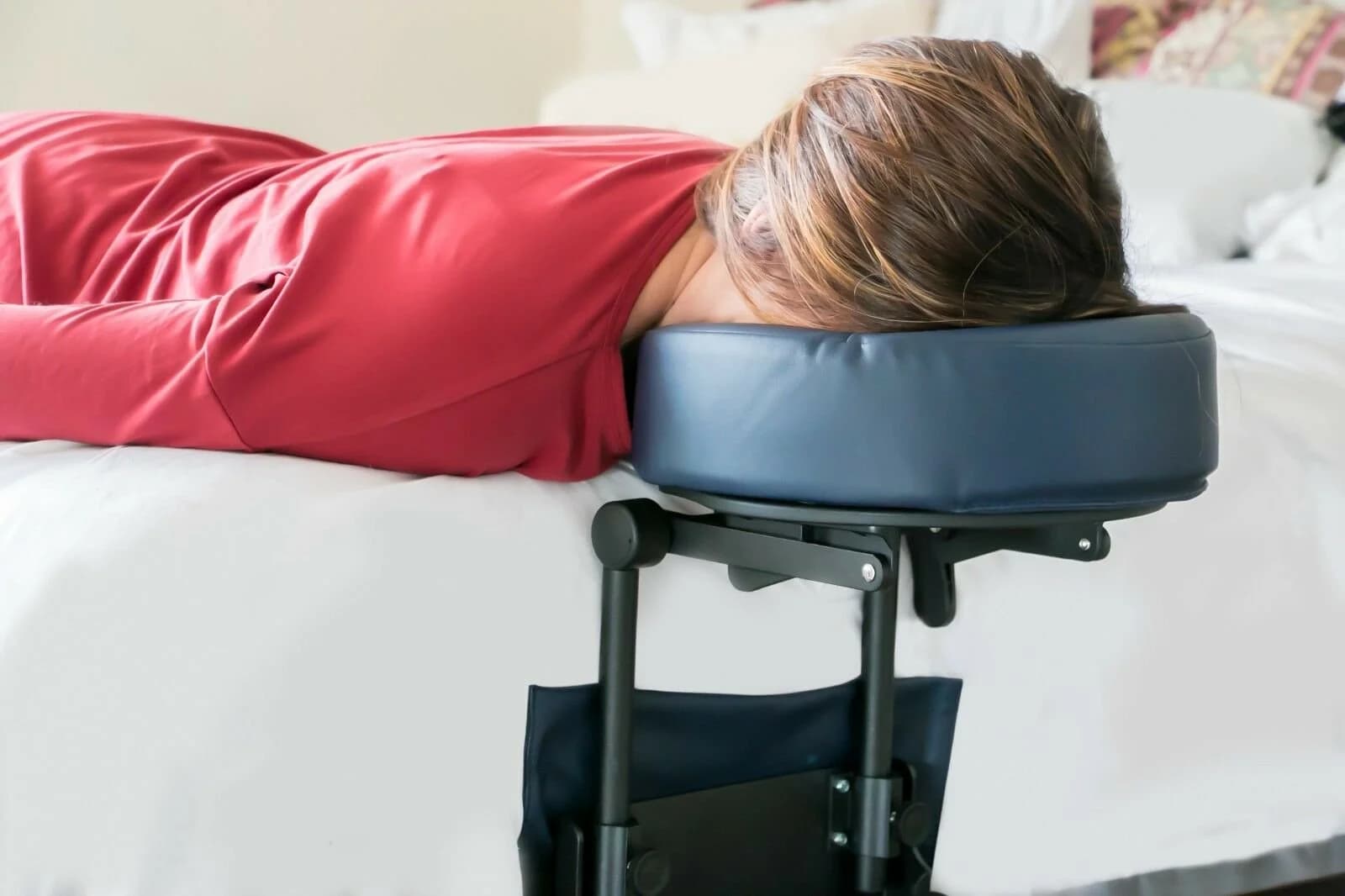 Patient resting face down using a bed attachment